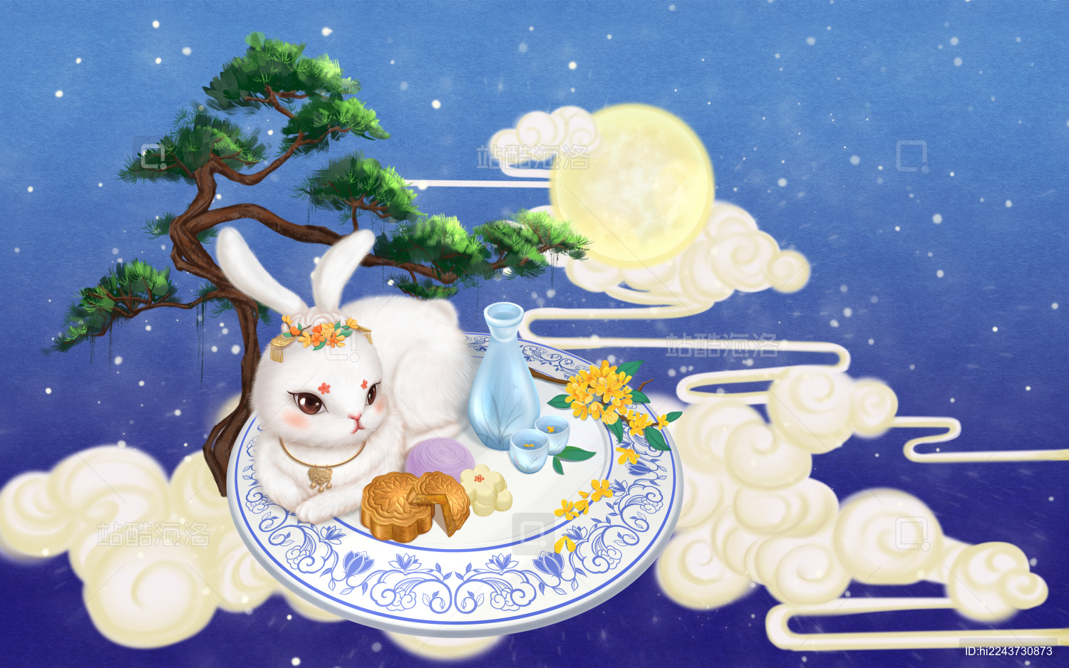 中秋节可爱的玉兔仙子