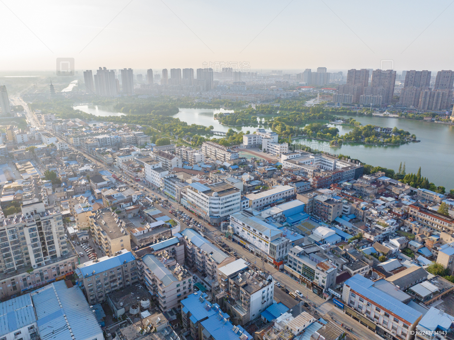 航拍江苏省淮安市涟水县城市风光