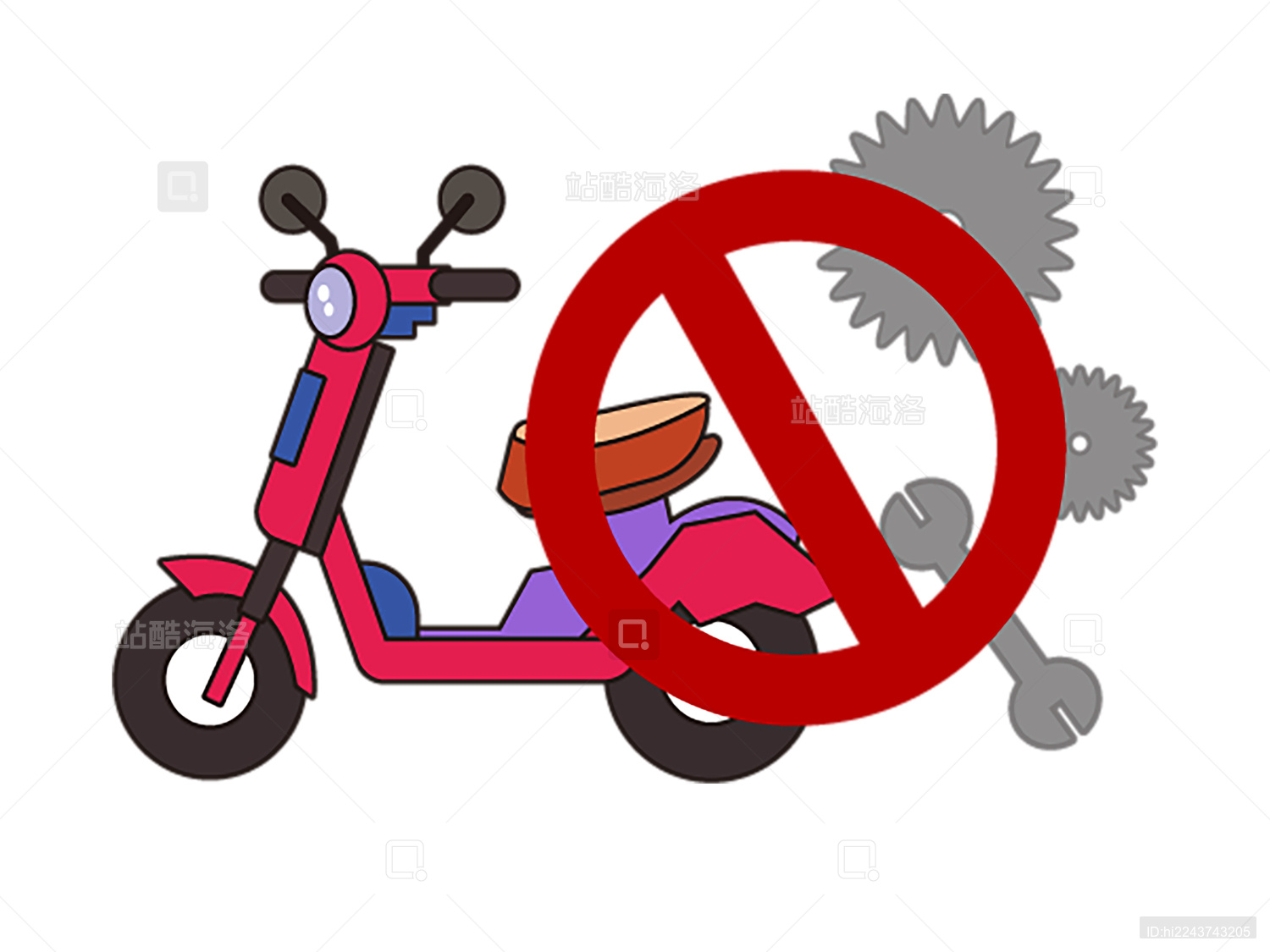 矢量插画粉色电动车电动车不要随意改装车