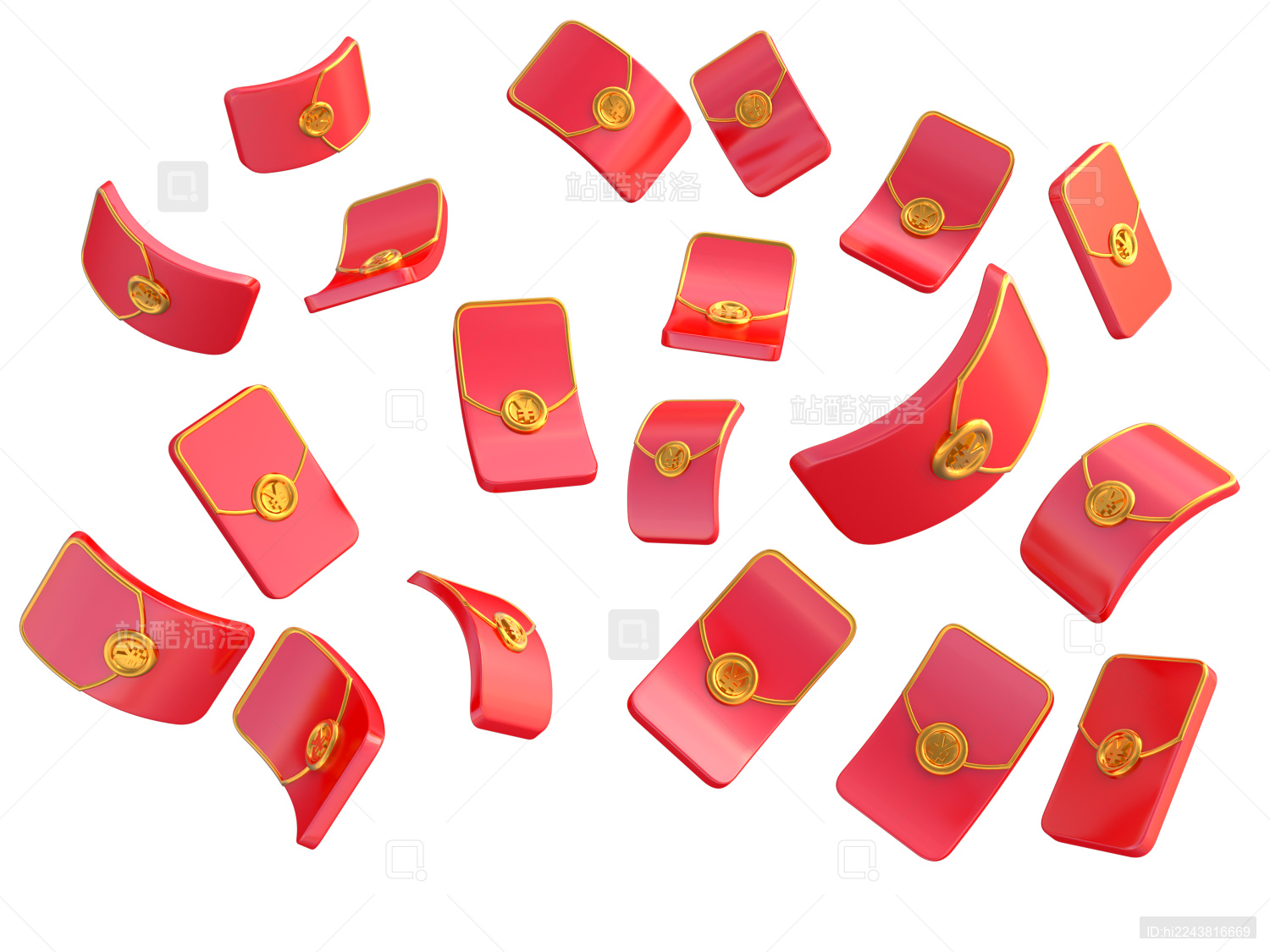 红包礼盒礼包3d素材