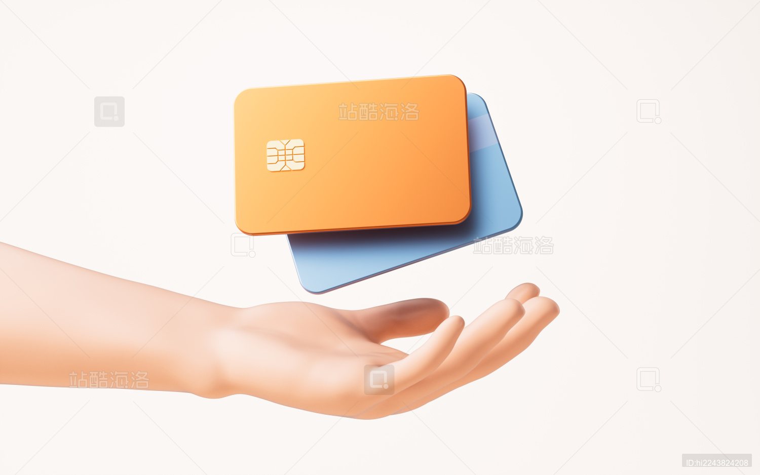 手部拿着的银行卡3D渲染