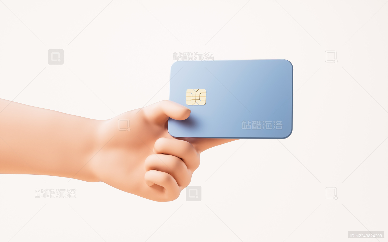 手部拿着的银行卡3D渲染