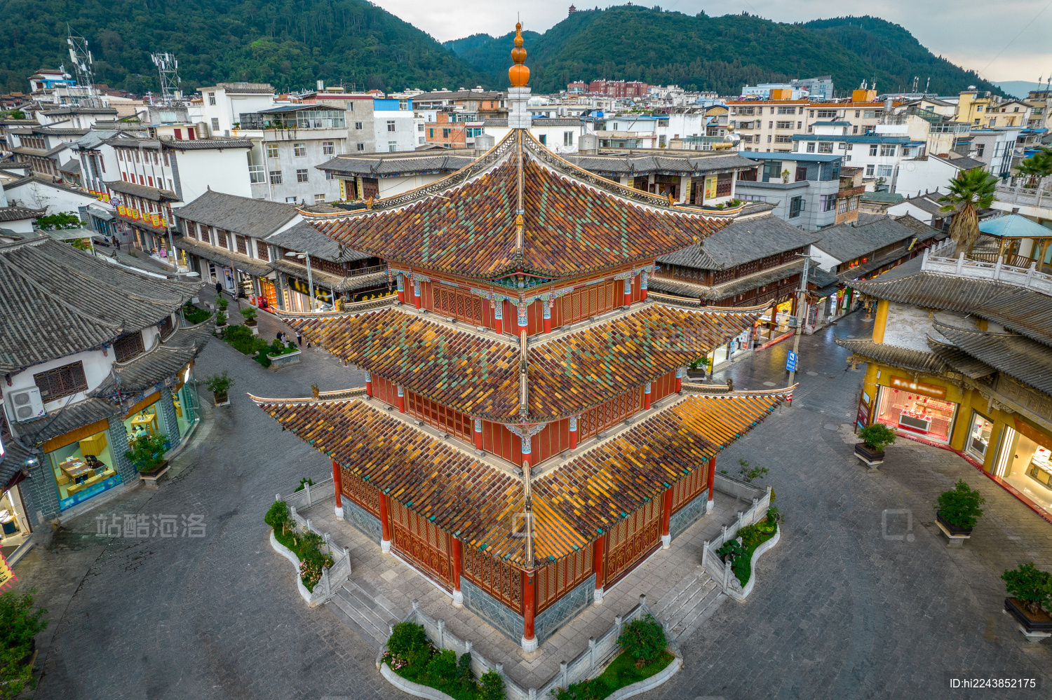 中国云南省玉溪市通海县聚奎阁航拍