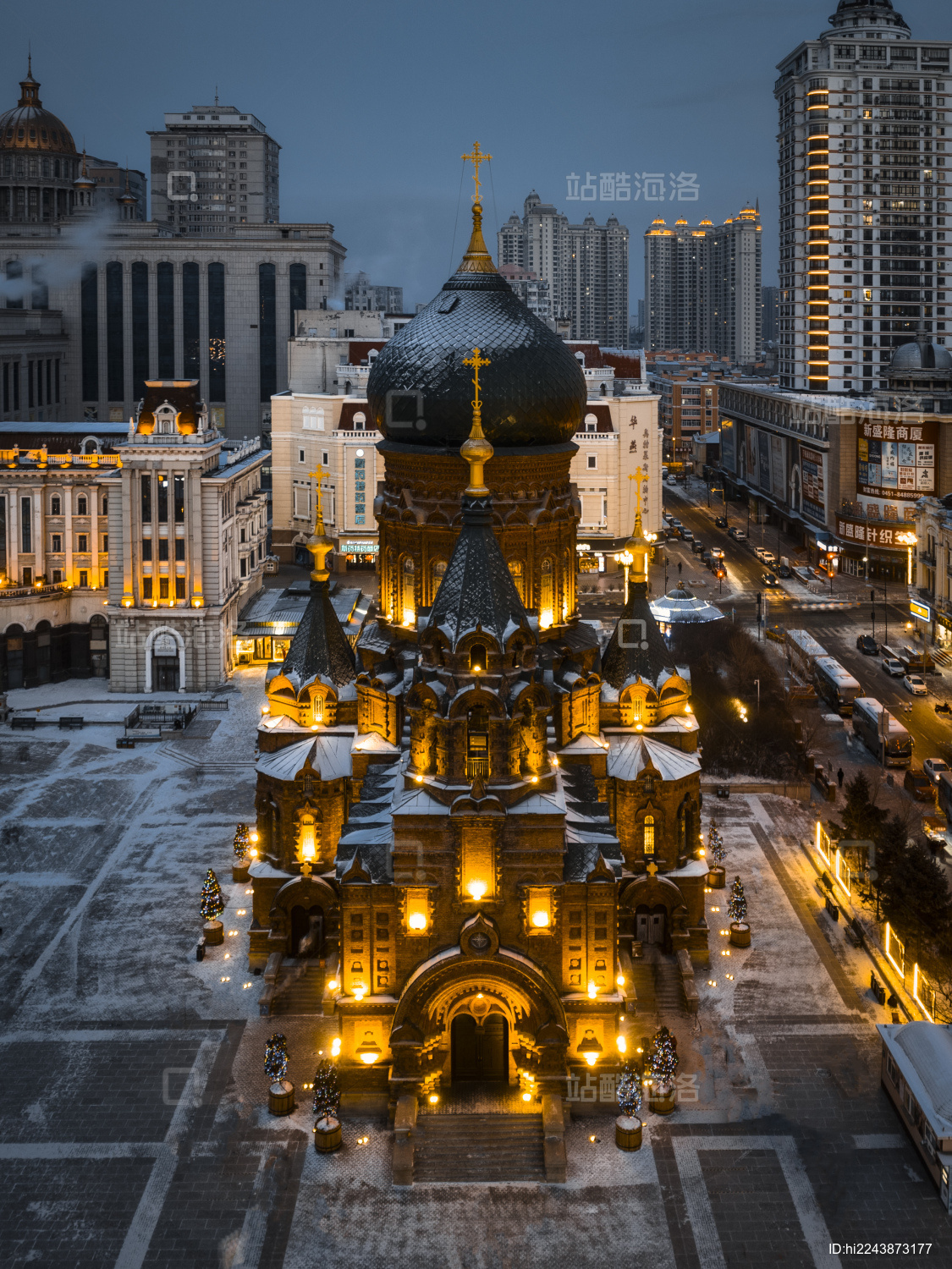 哈尔滨圣索菲亚教堂大教堂城市夜景旅游景点