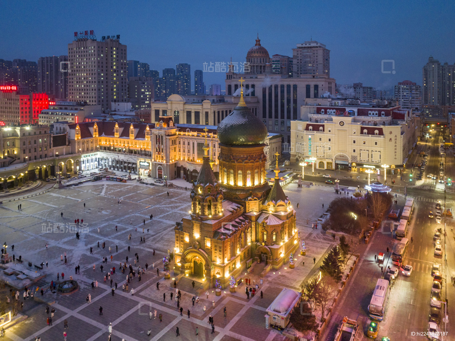 哈尔滨圣索菲亚教堂大教堂城市夜景旅游景点