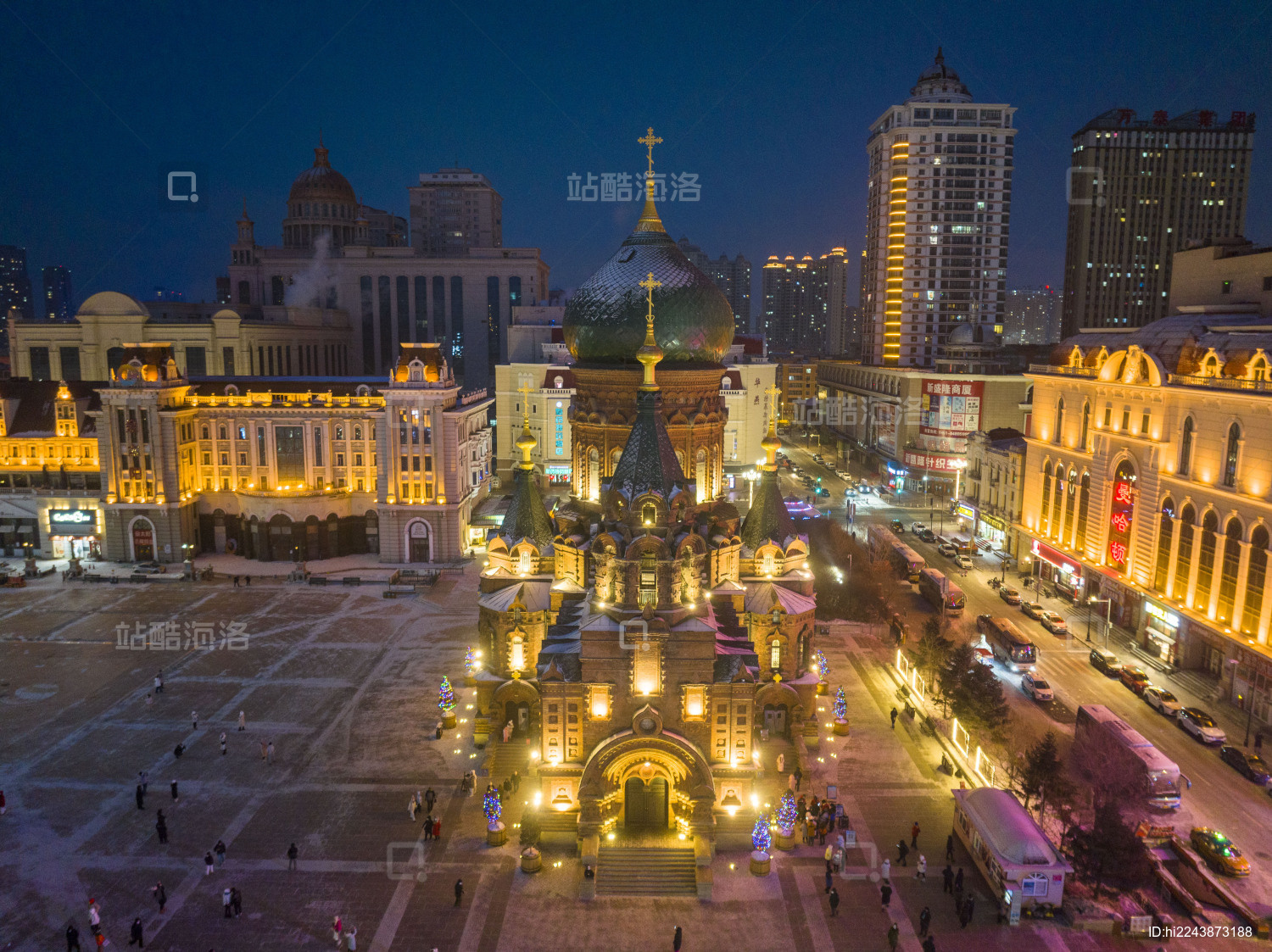 哈尔滨圣索菲亚教堂大教堂城市夜景旅游景点