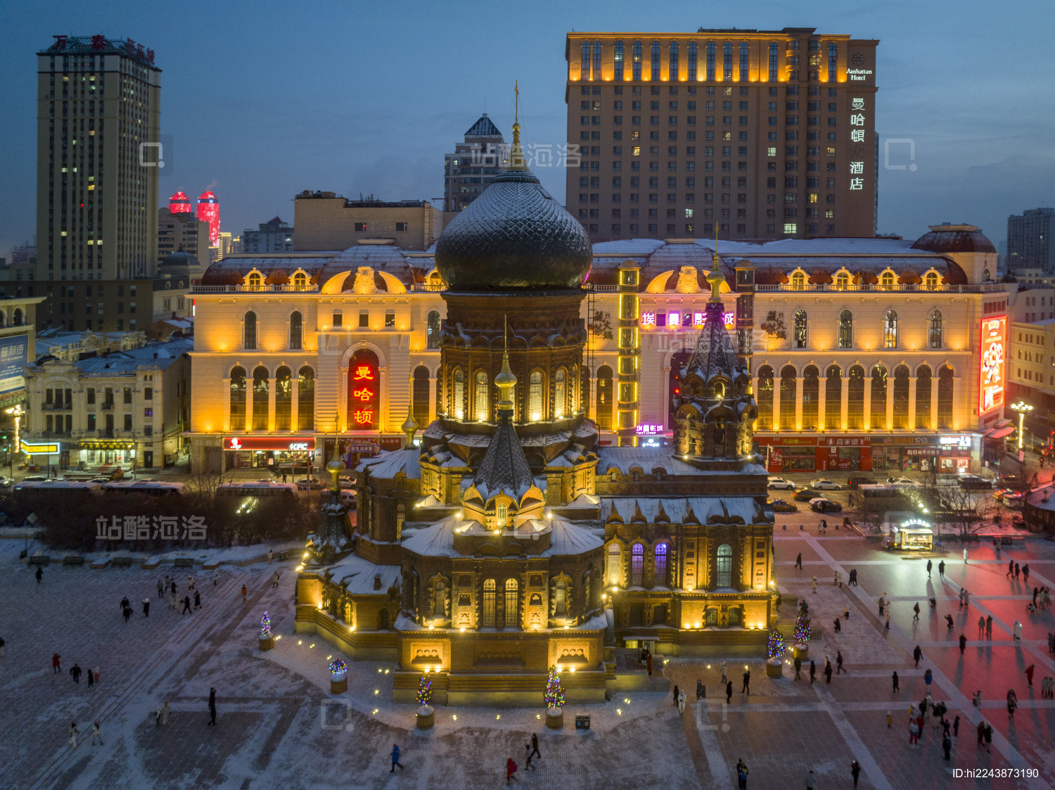 哈尔滨圣索菲亚教堂大教堂城市夜景旅游景点