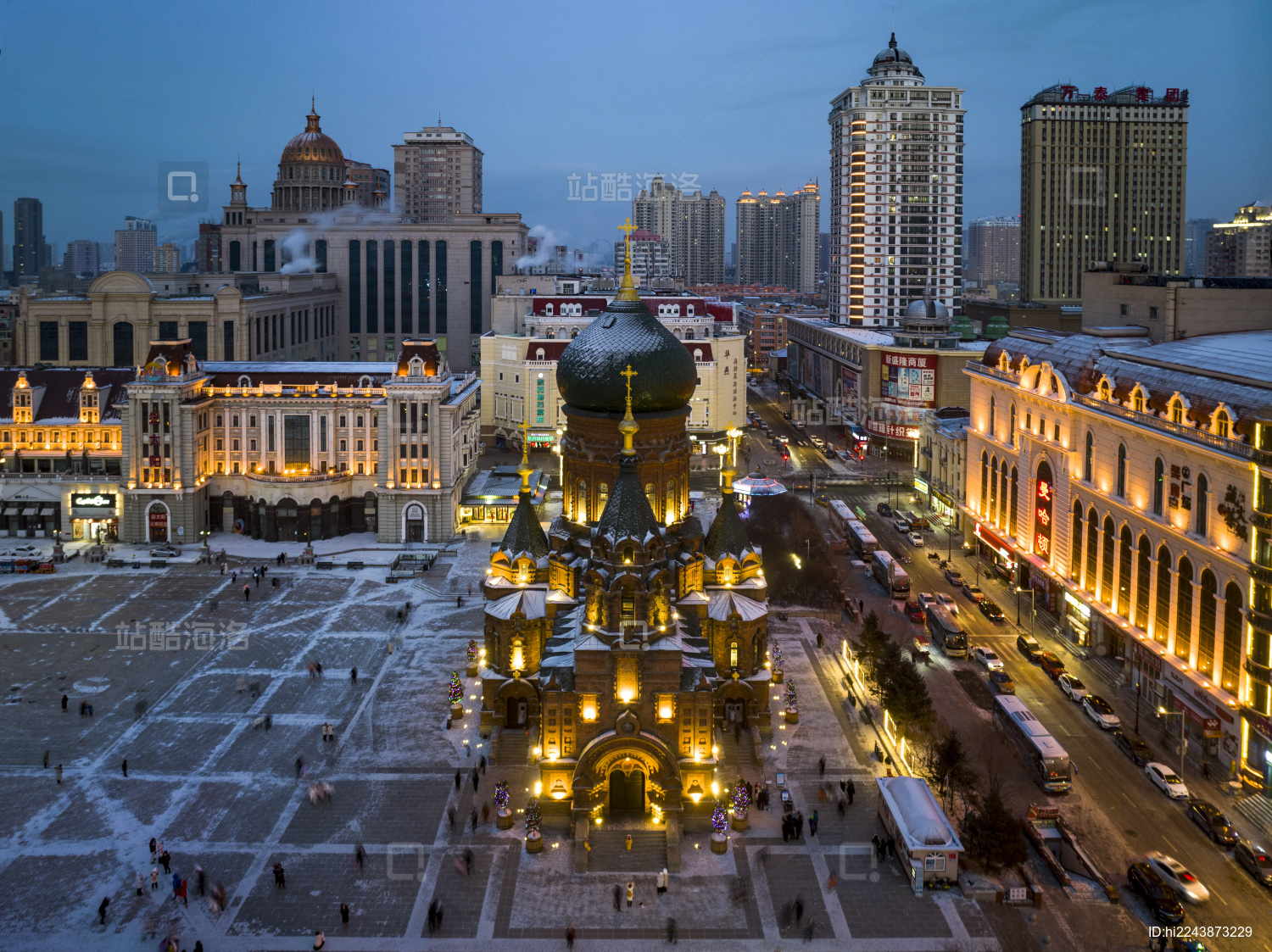 哈尔滨圣索菲亚教堂大教堂城市夜景旅游景点
