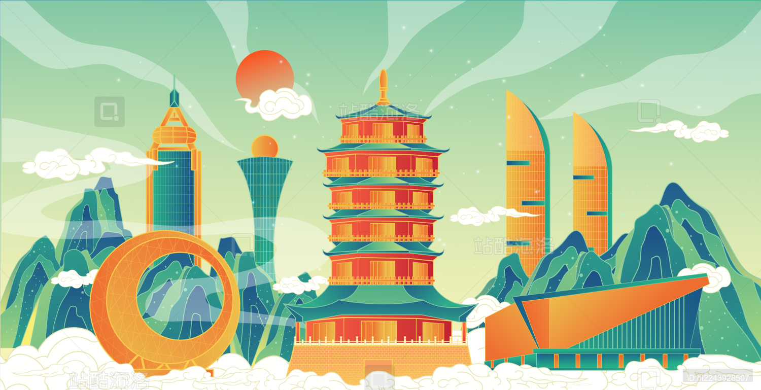 厦门中国风城市复古打卡地标旅游建筑