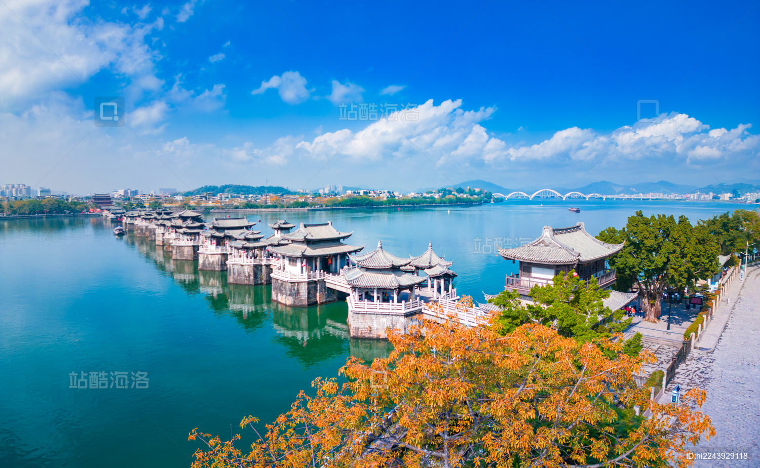 广东省潮州市广济桥航拍风光