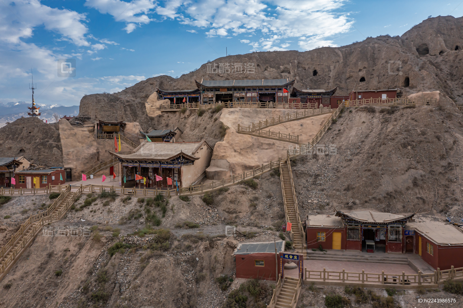 中国甘肃张掖肃南祁丰乡文殊寺景区航拍