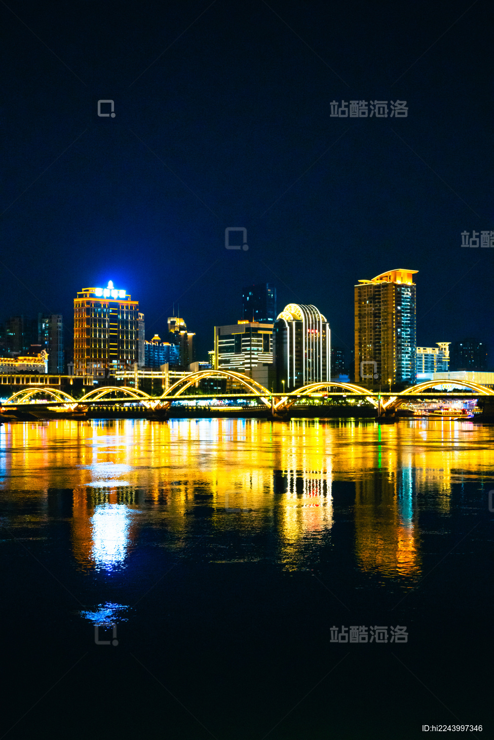 福建省福州市闽江夜游城市风光夜景