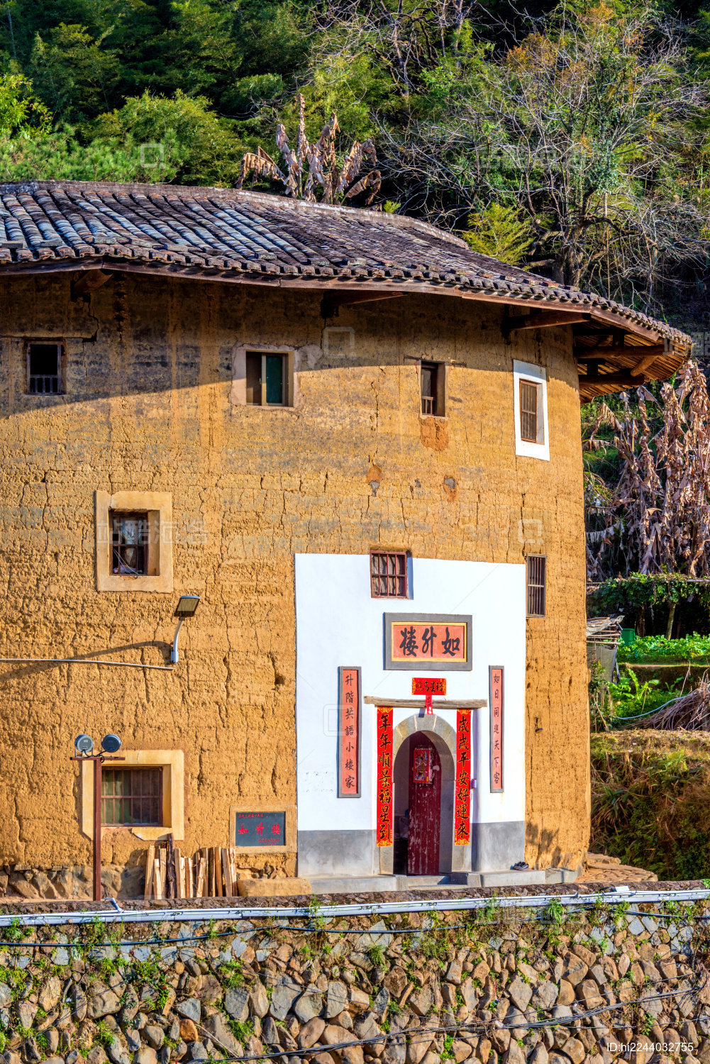 中国福建龙岩永定洪坑土楼群如升楼