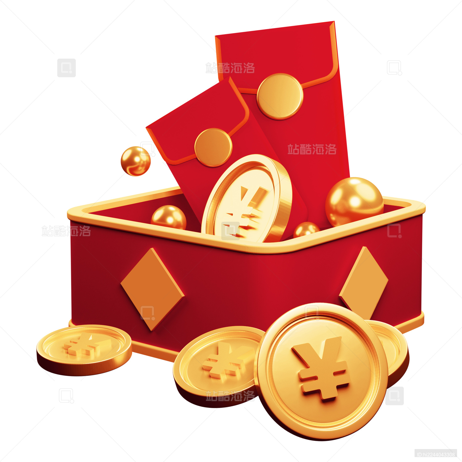 新年国风元素金币红包礼盒