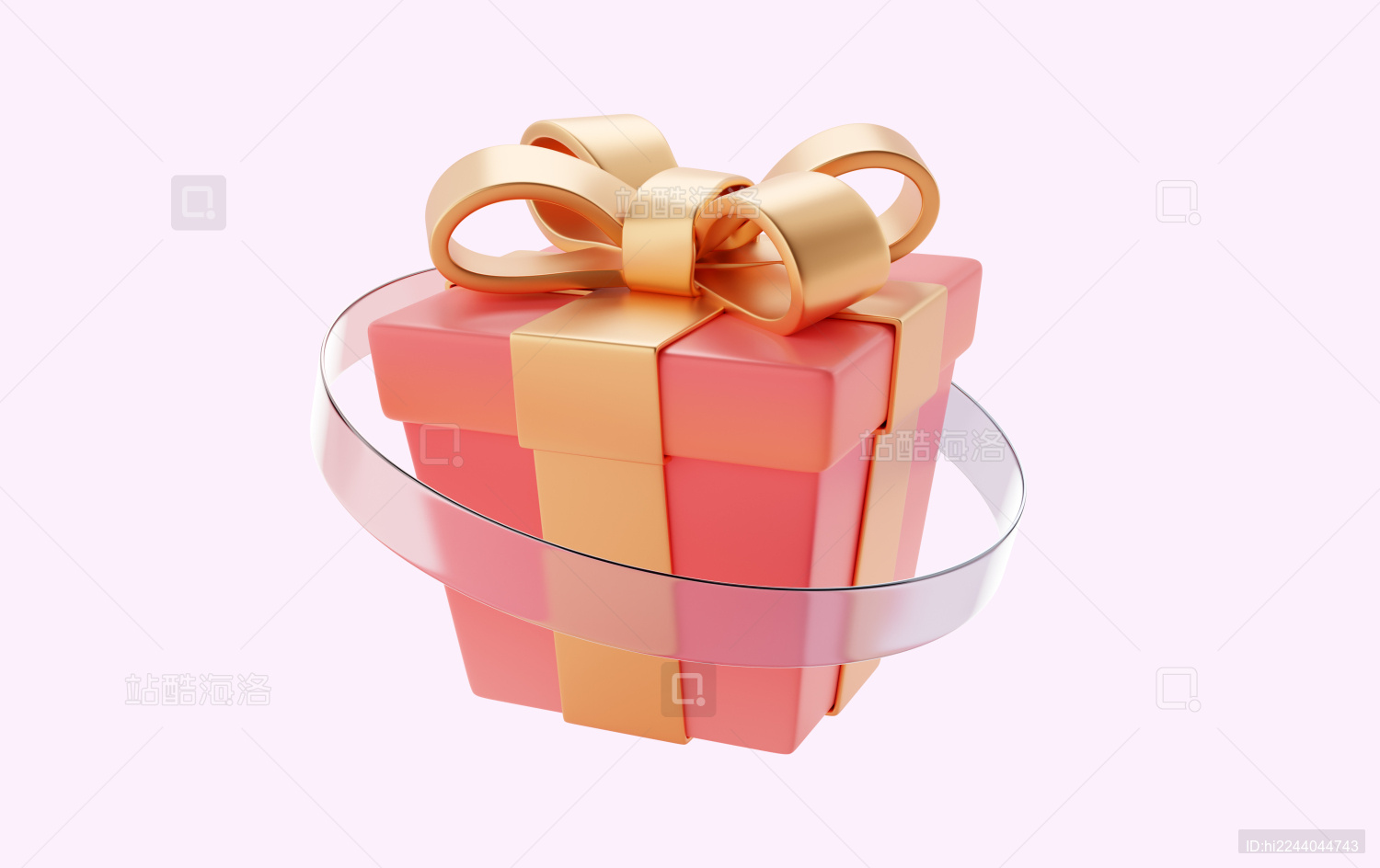 带玻璃环状圈的红色礼品礼盒