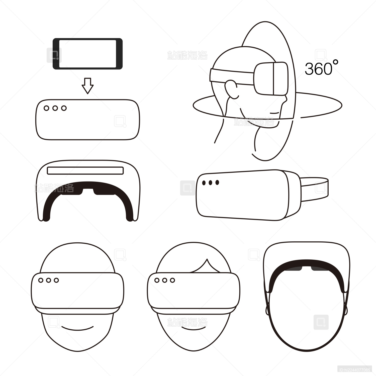 虚拟现实眼镜图标集