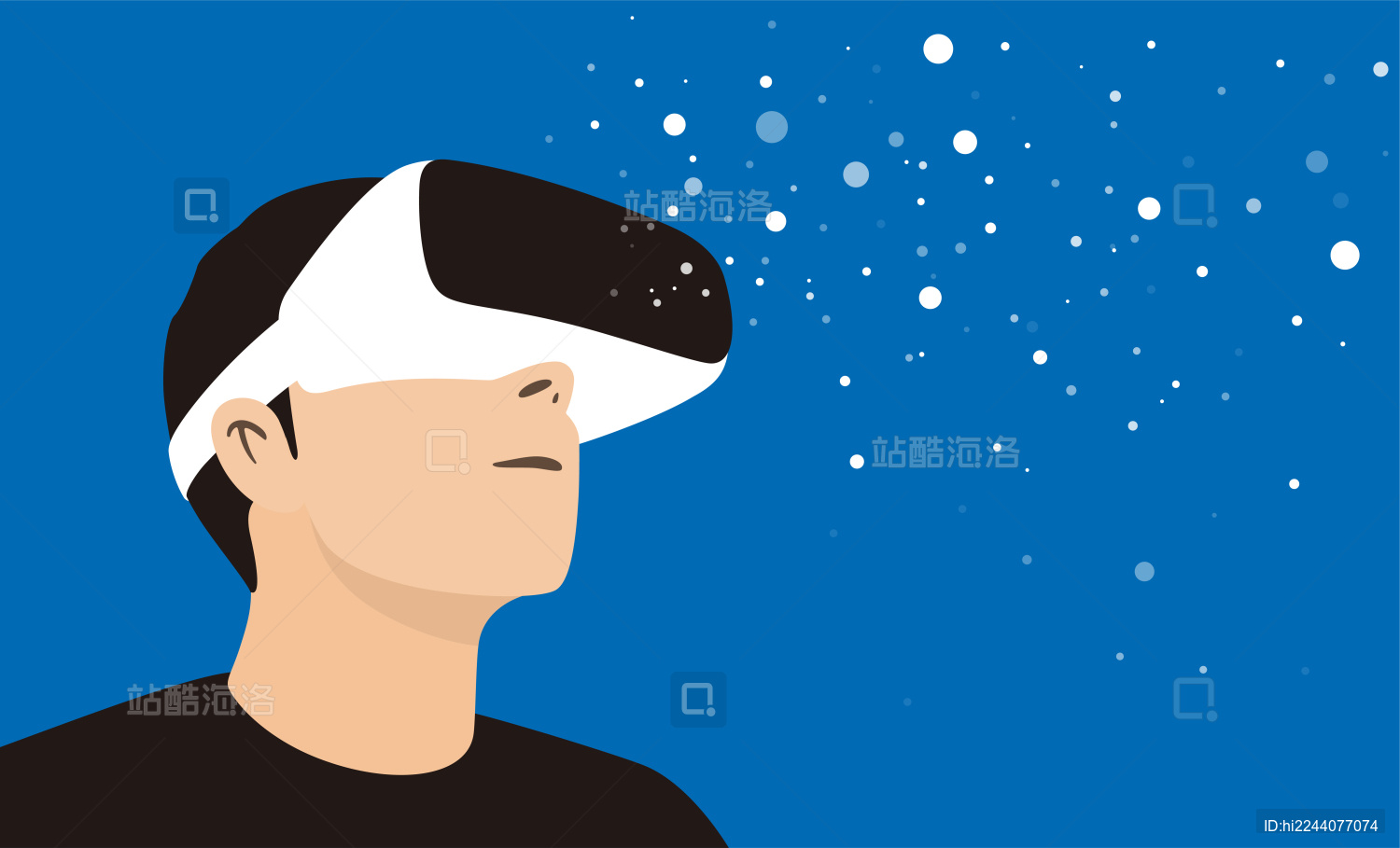 戴着虚拟眼镜的男人  看看虚拟的天空