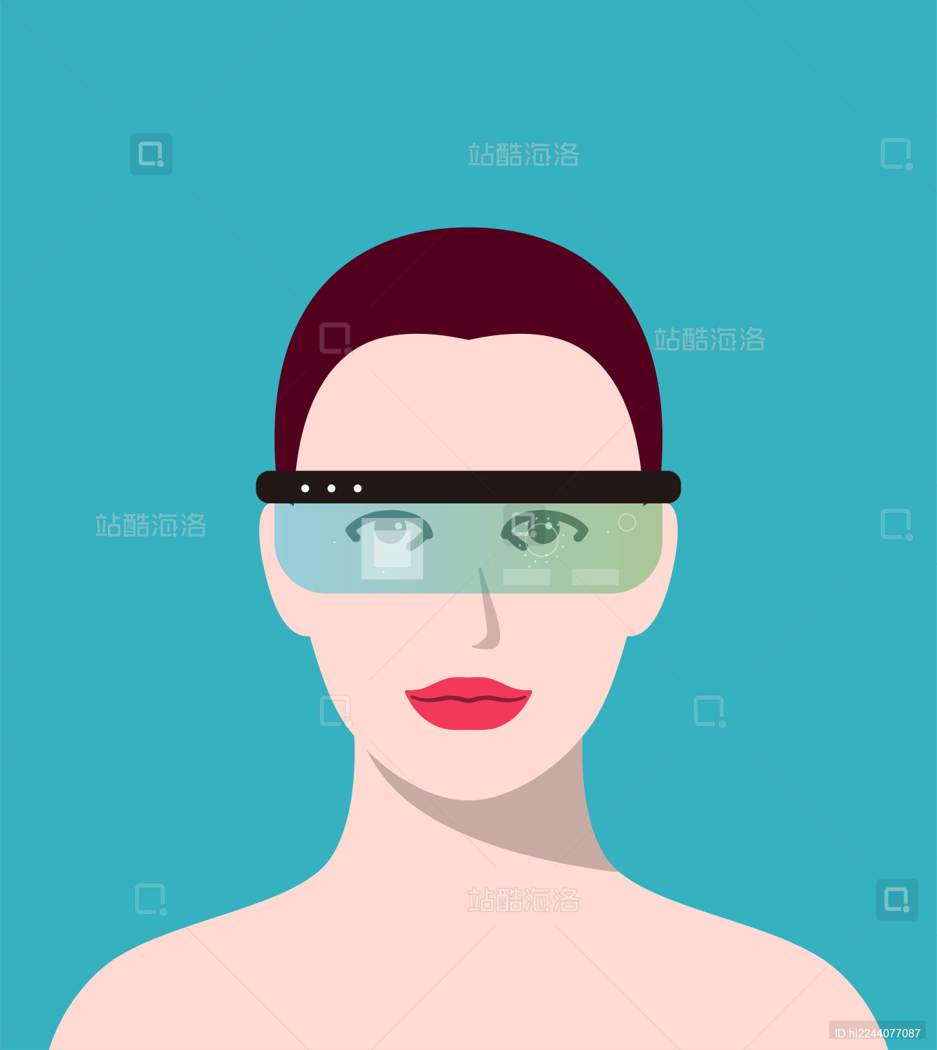 戴着虚拟眼镜的美丽女孩  玩游戏