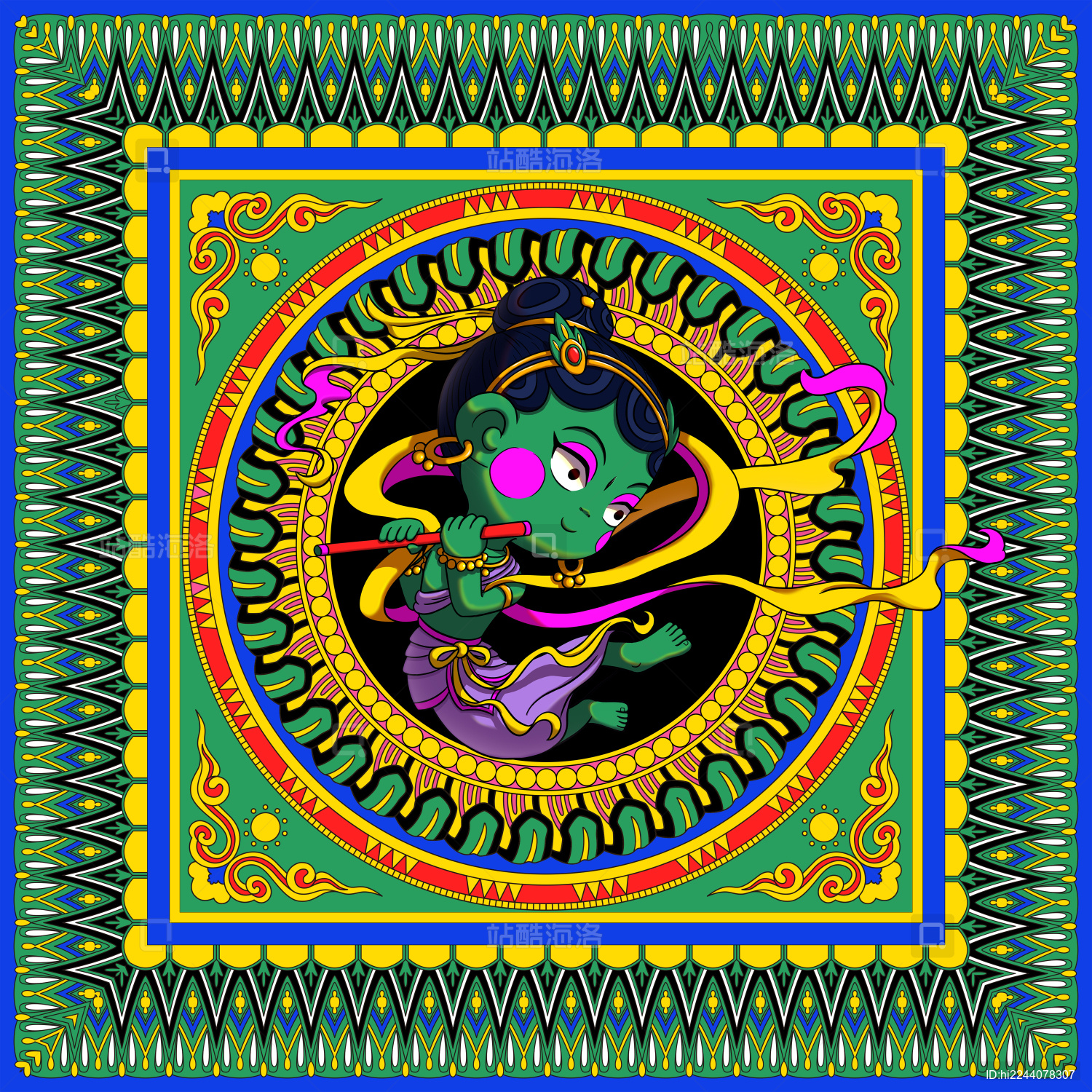 敦煌飞仙藻井国潮纹样图案文创周边设计