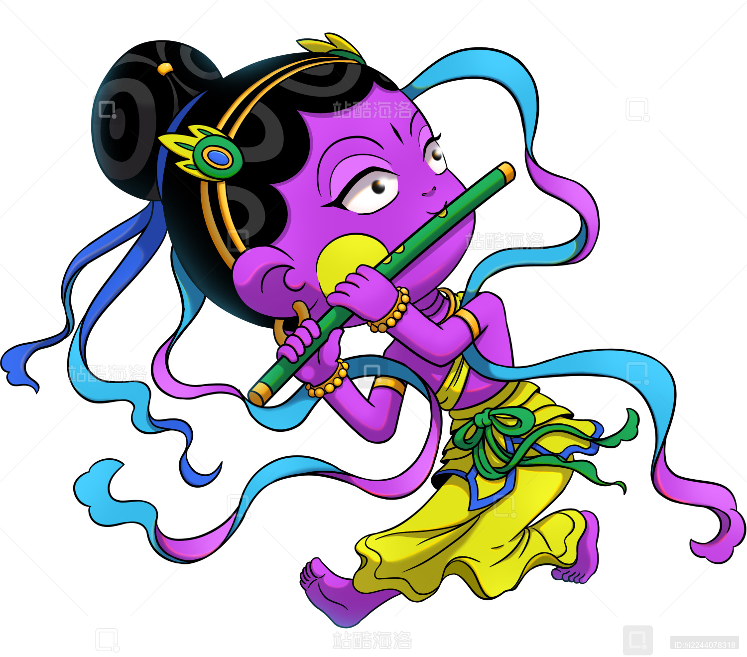 敦煌飞仙卡通人物吹笛文创周边