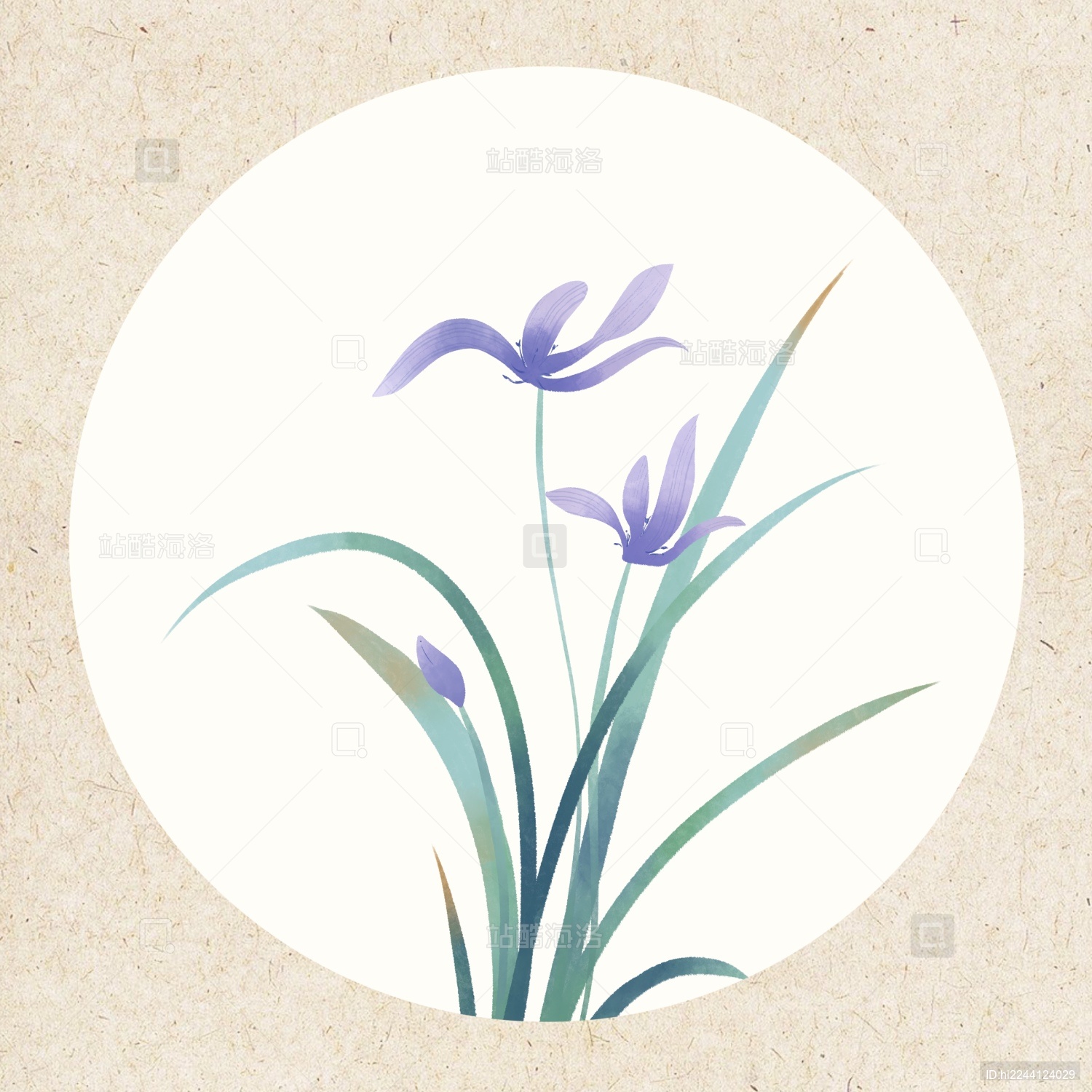 古风水彩植物花卉兰花