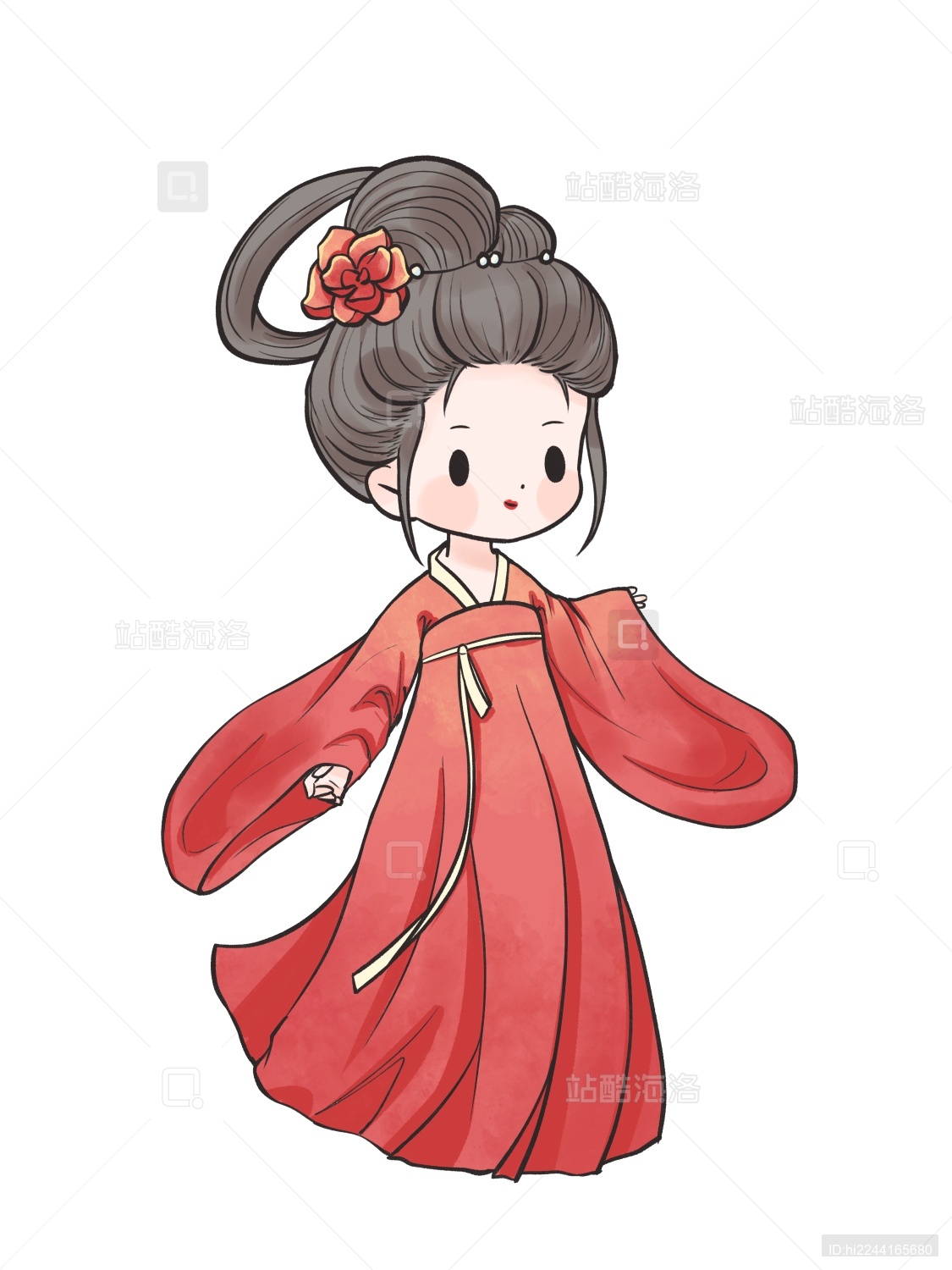 国风手绘q版古装汉服女孩