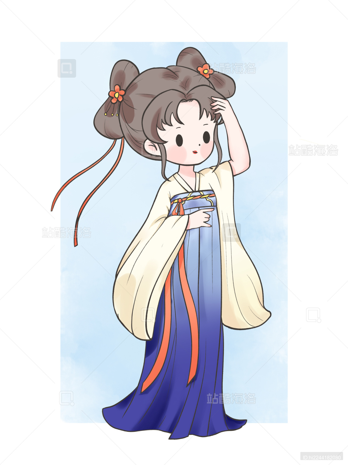 古风手绘汉服女孩古装美人