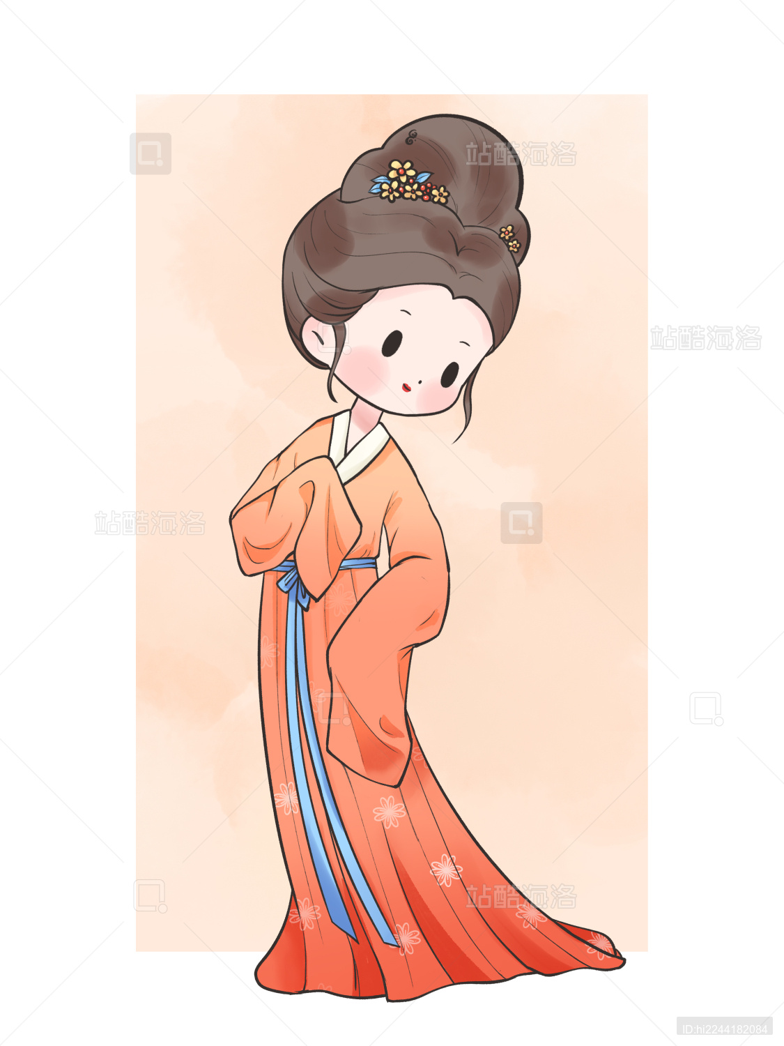 古风手绘汉服女孩古装美人