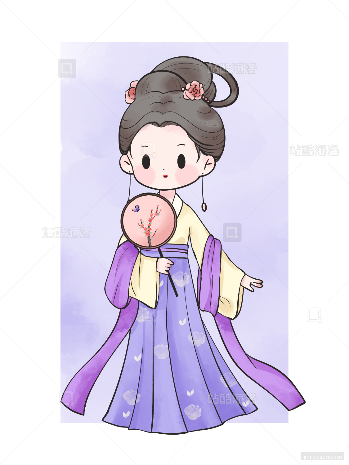 古风手绘汉服女孩古装美人