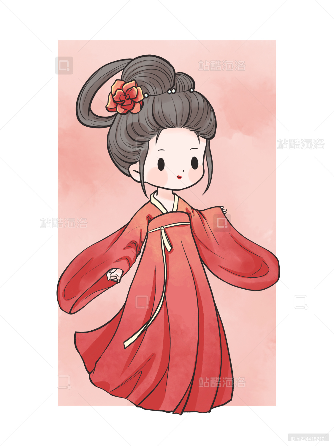 古风手绘汉服女孩古装美人