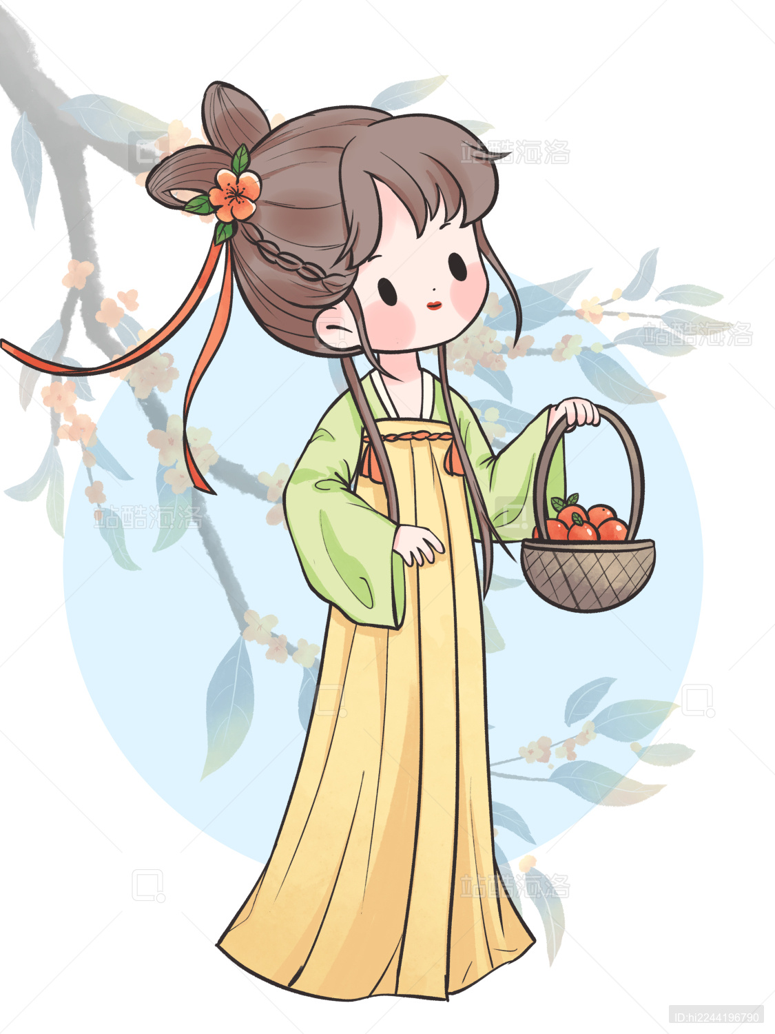 古风手绘二十四节气汉服女孩