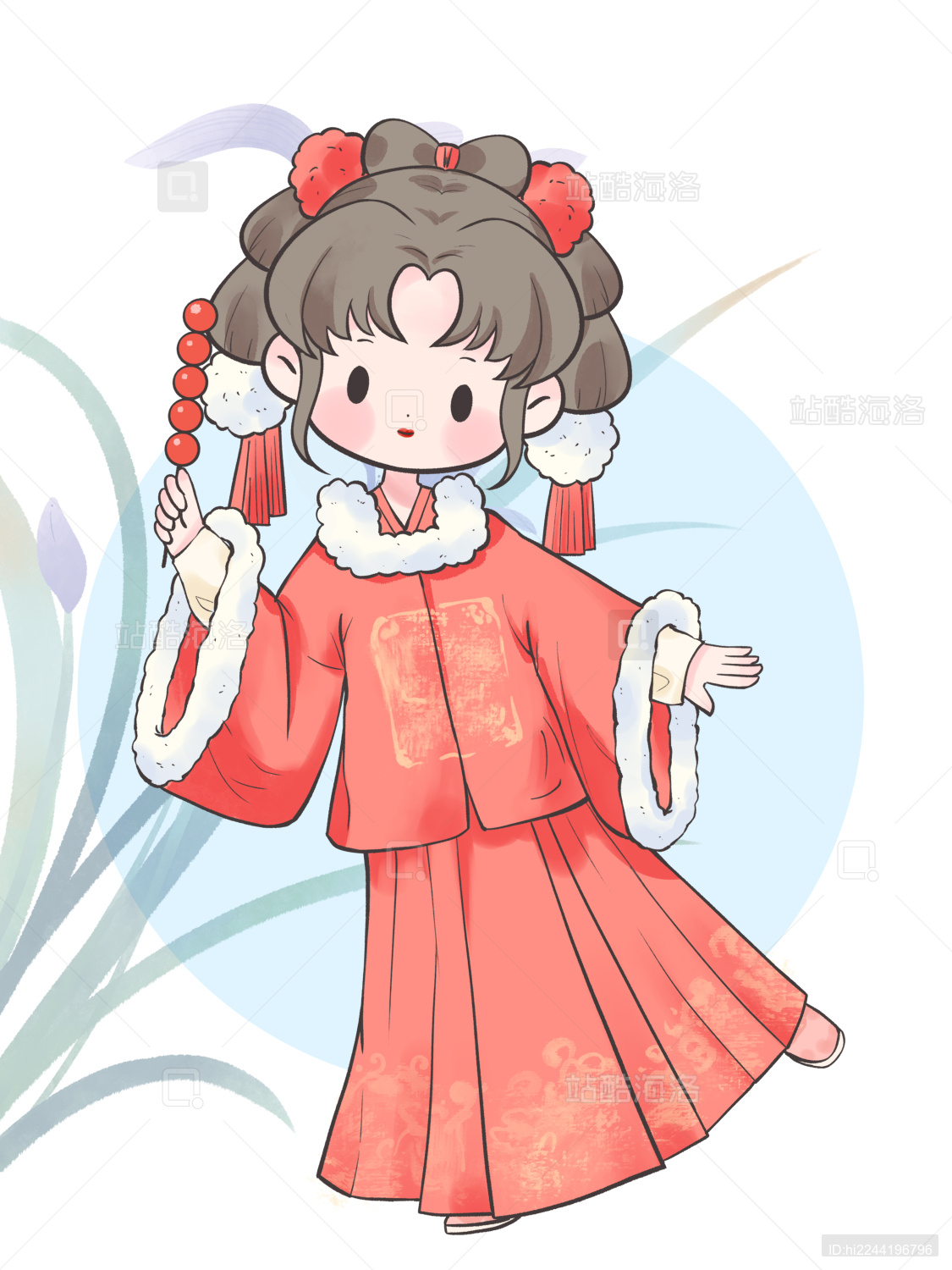 古风手绘二十四节气汉服女孩