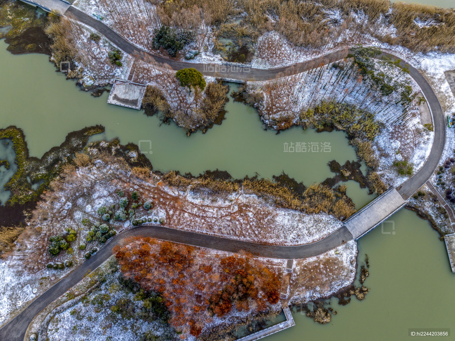 中国江苏淮安古淮河国家湿地公园雪后美景