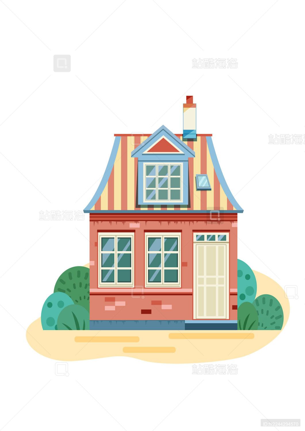 可爱城市建筑扁平插画小房子