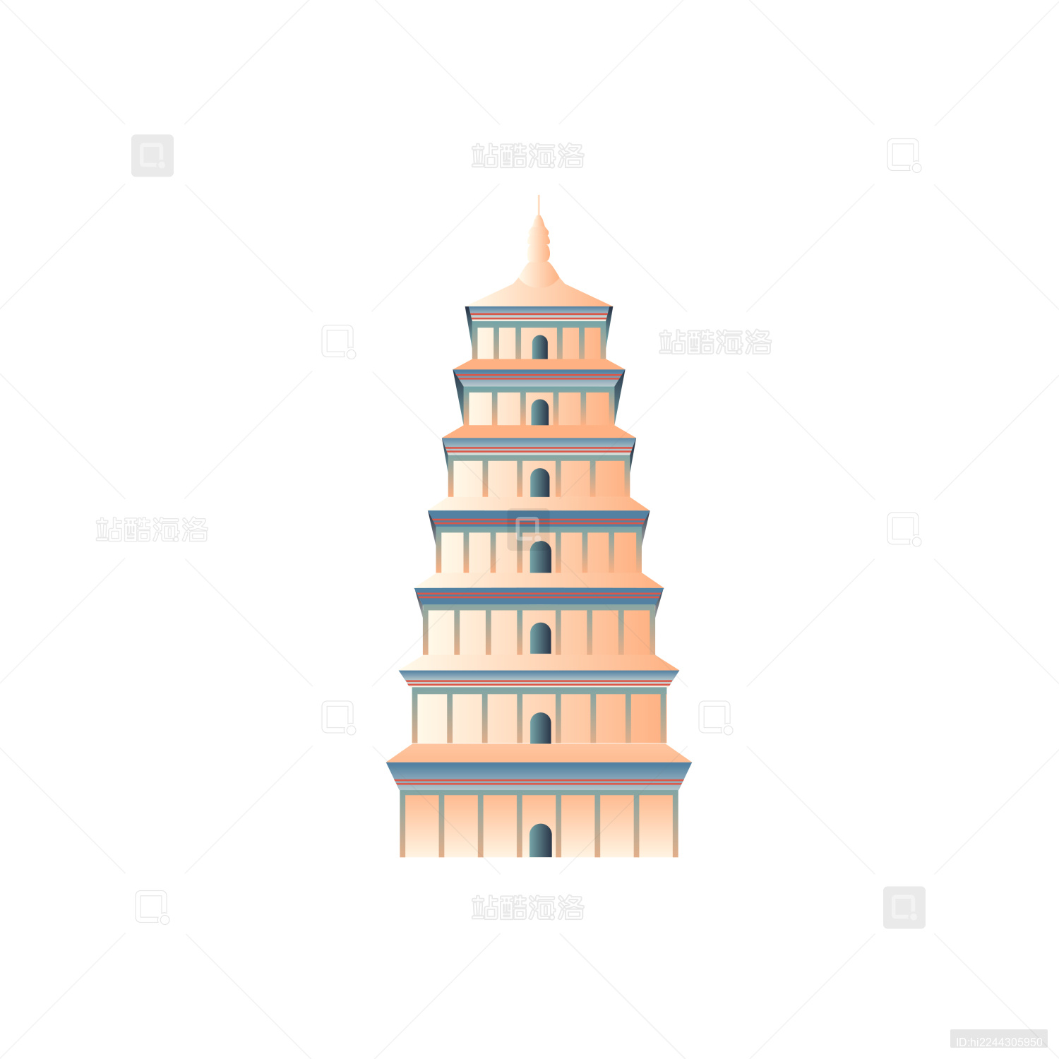 西安大雁塔城市地标建筑元素