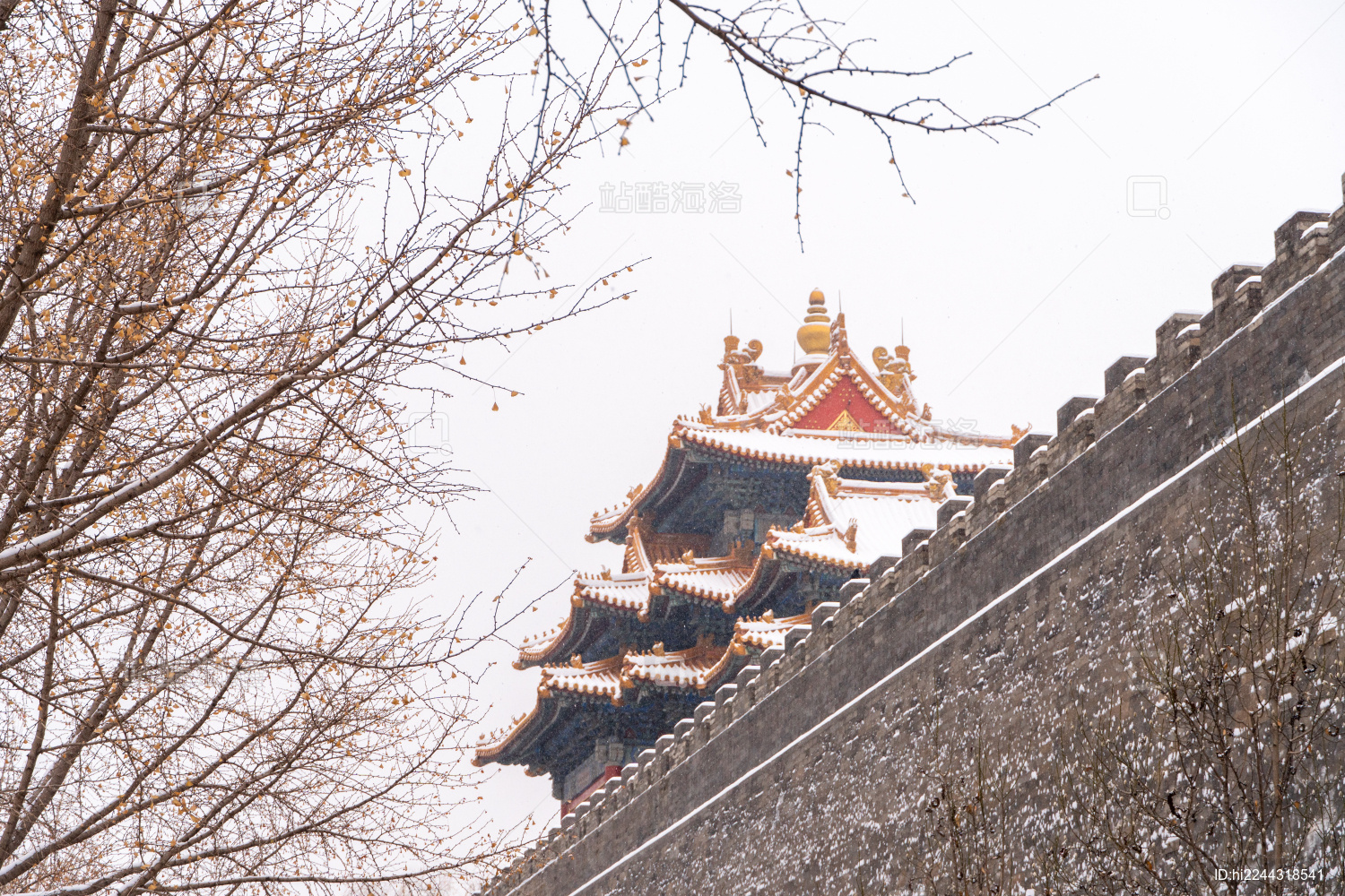 大雪中的中式建筑 北京故宫