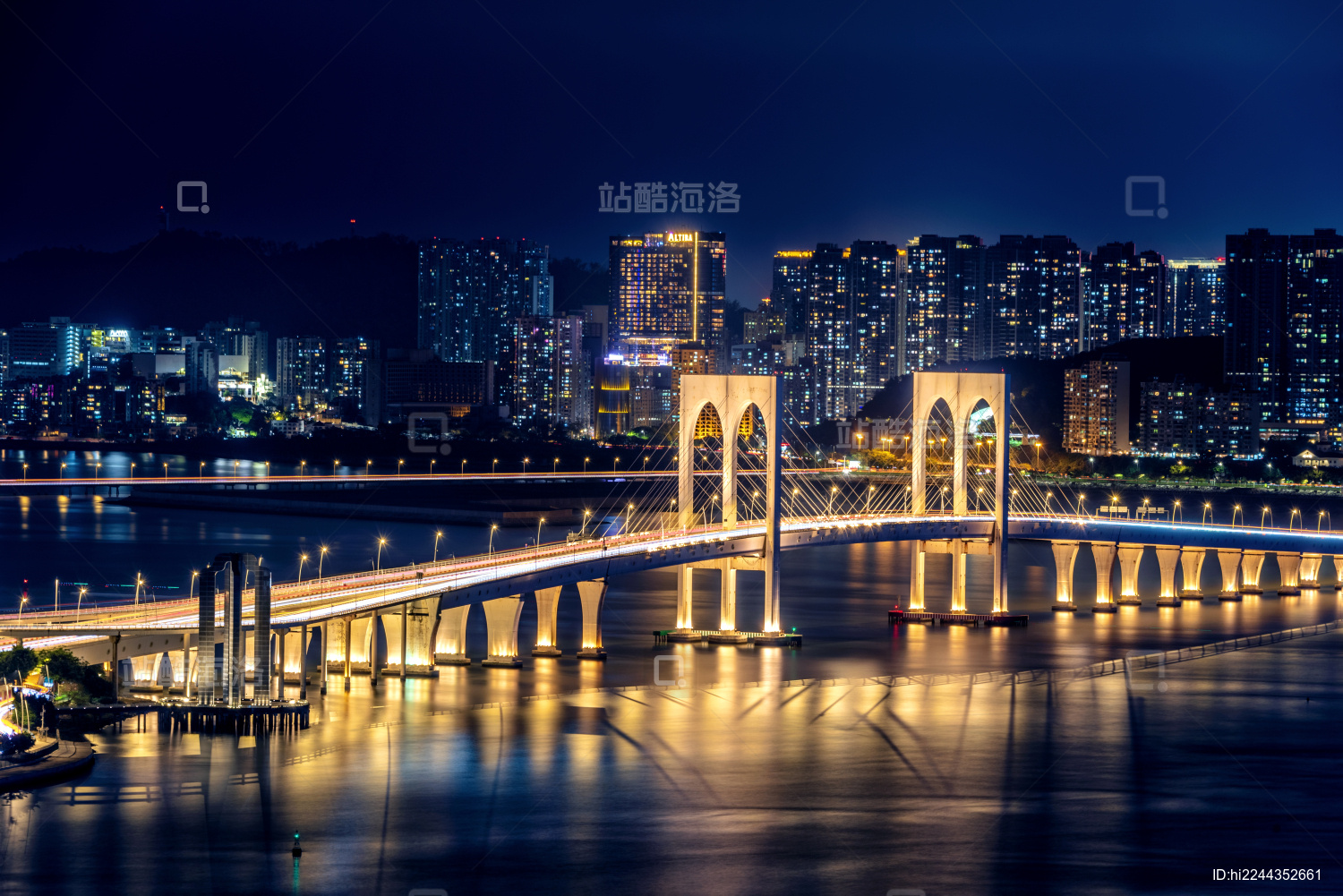 中国澳门西湾大桥夜景风光_站酷海洛_正版图片_视频_字体_音乐素材