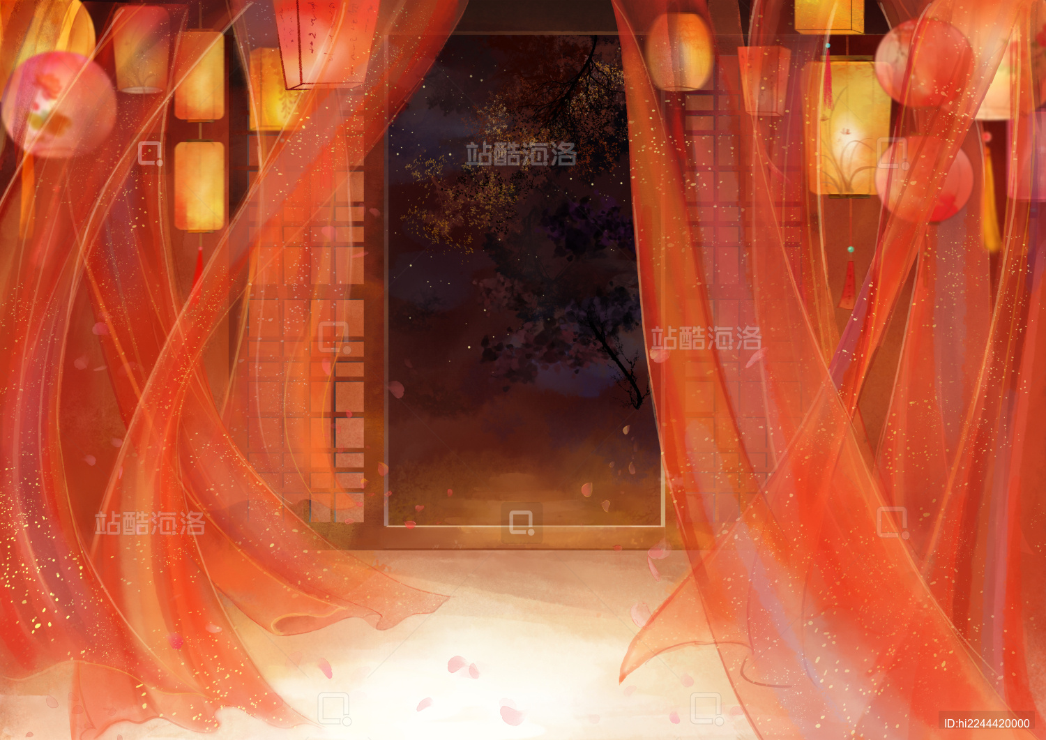 古风唯美意境插画灯火阑珊处