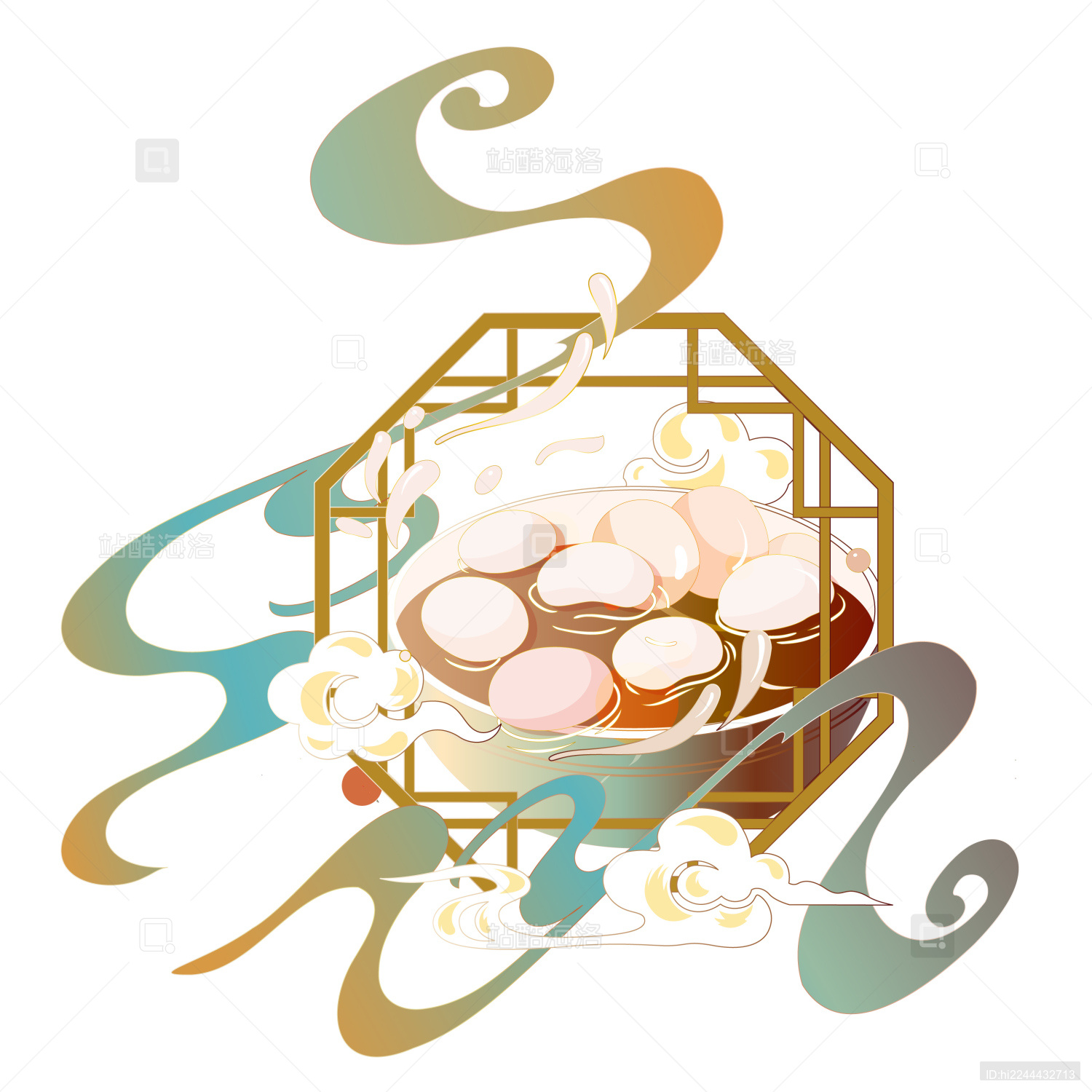 国风元宵节免抠矢量插画素材