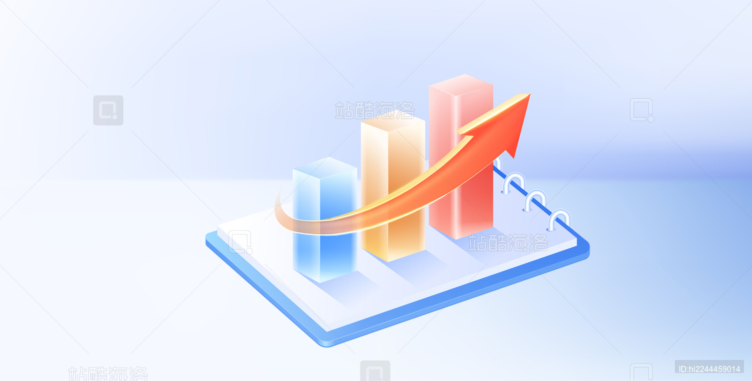 金融可视化3D矢量数据图表柱状图
