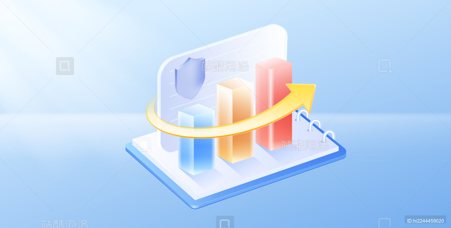 金融可视化3D矢量数据图表柱状图