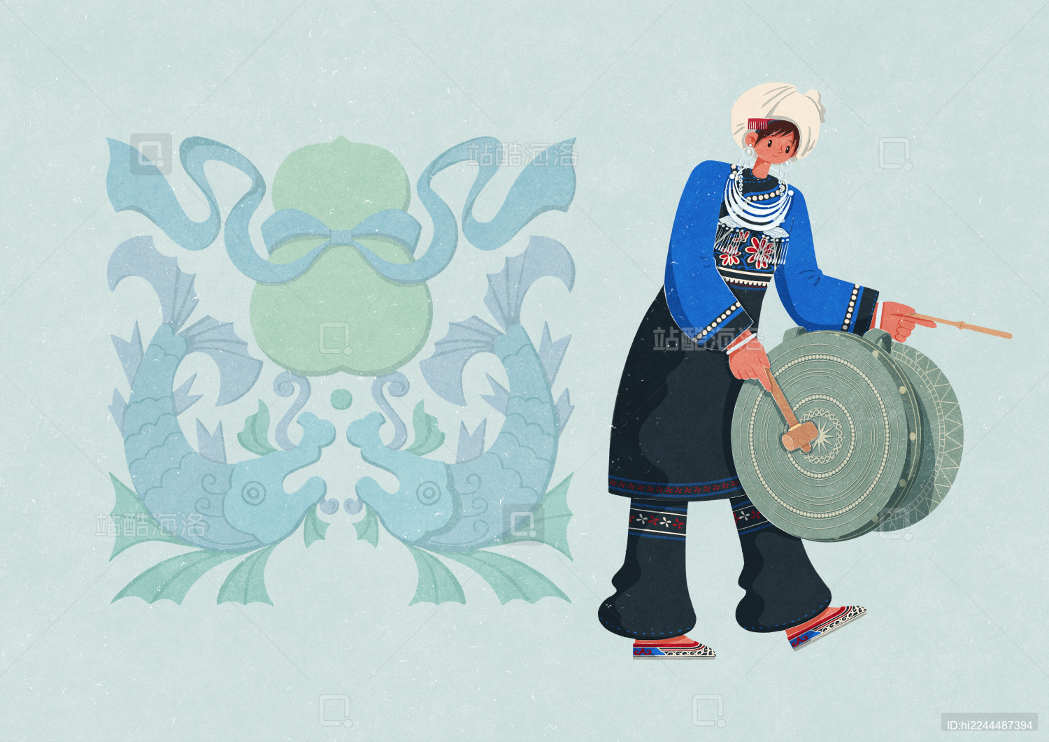 水族敲打铜鼓的女性