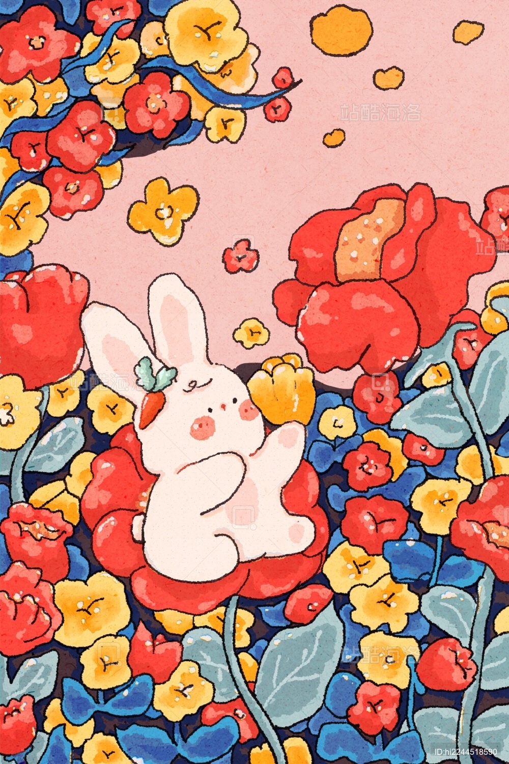 花丛里的小兔子