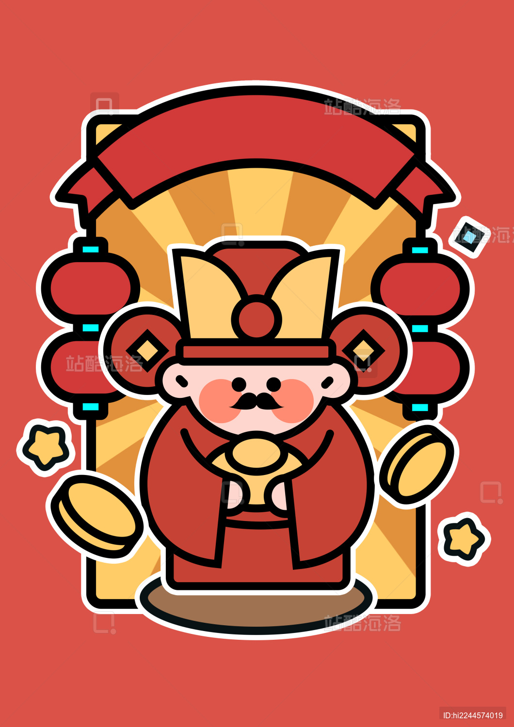 新年春节可爱卡通线条插画