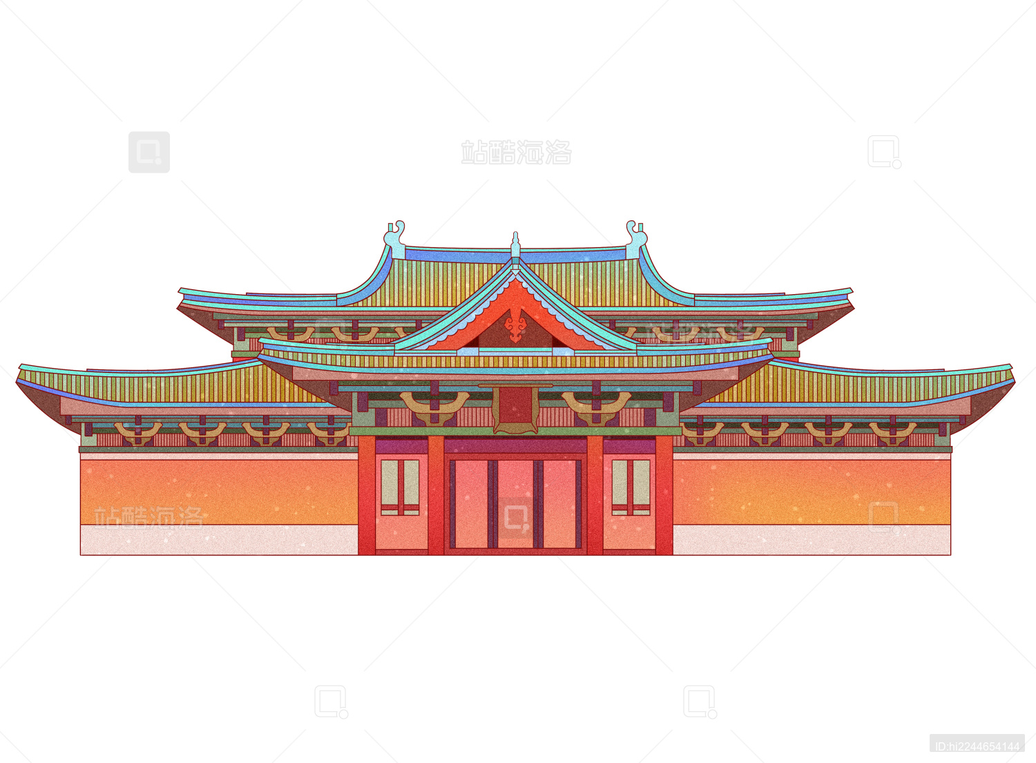 河北石家庄古建筑隆兴寺插画