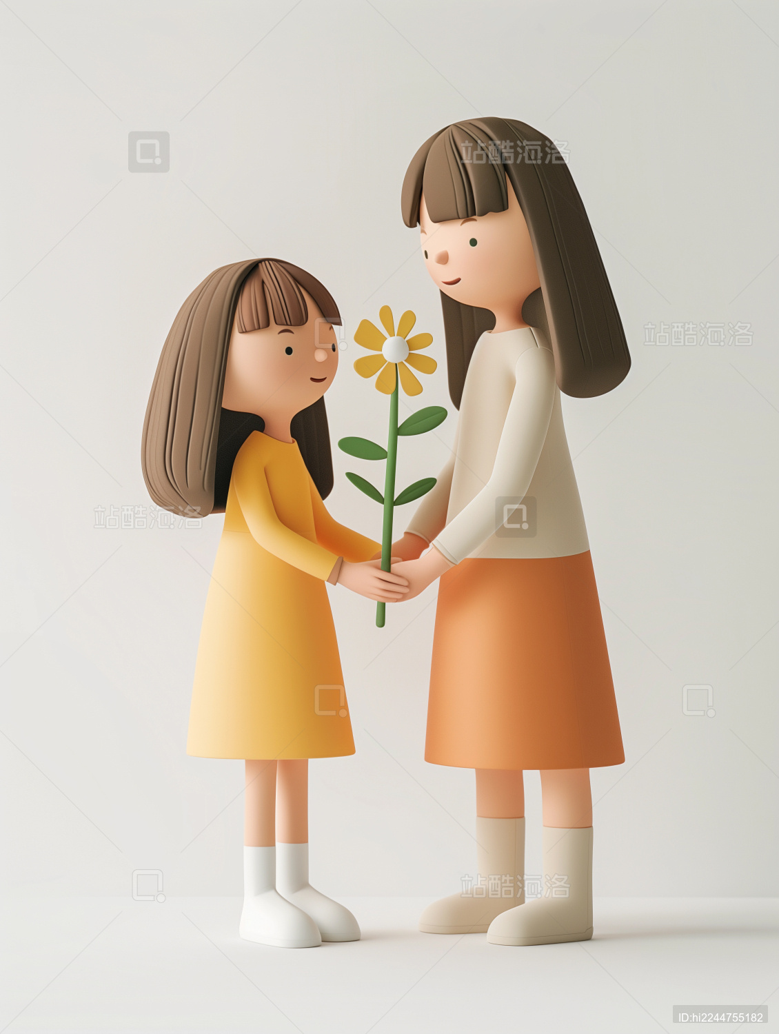 母亲节妈妈和孩子c4d卡通人物