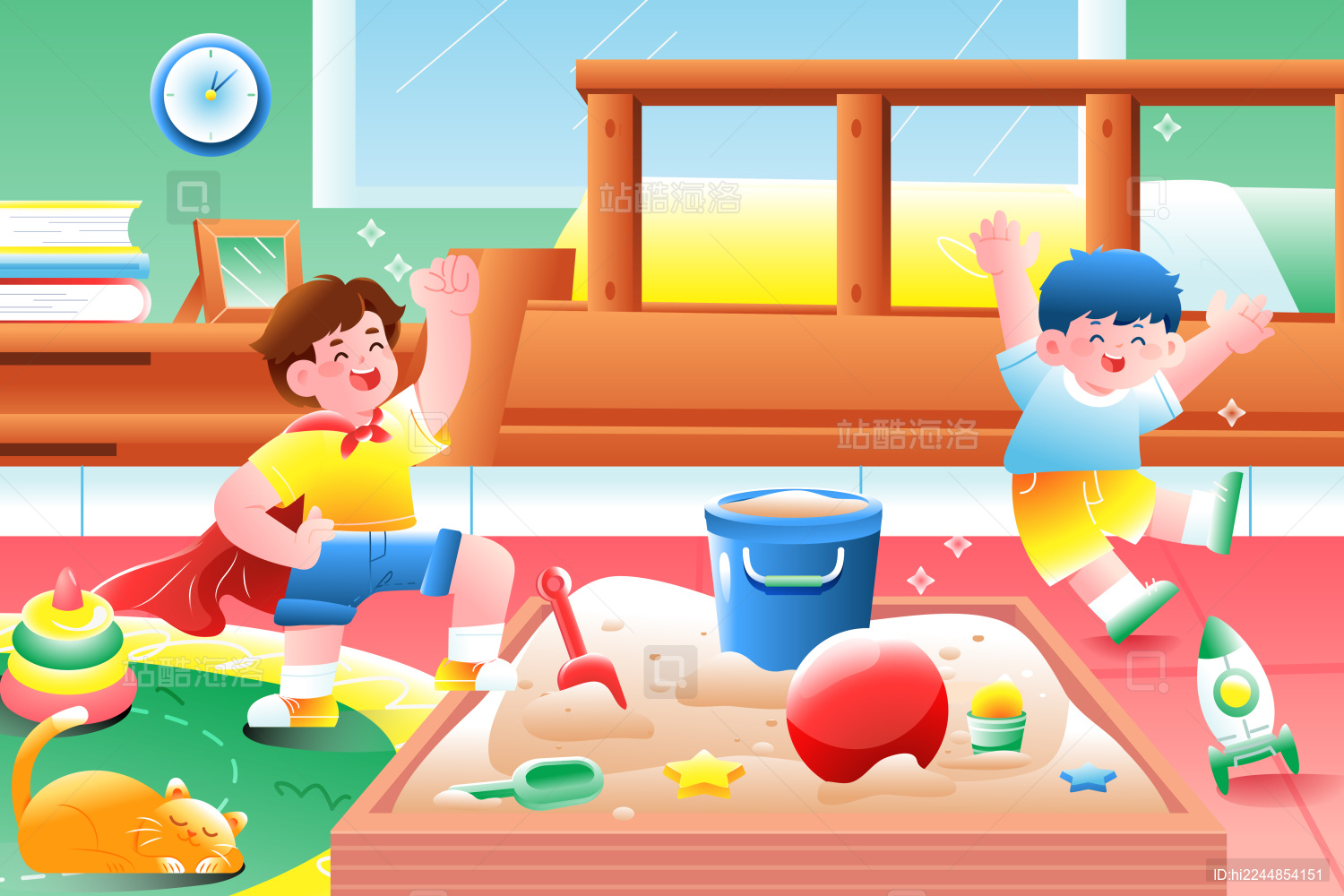 儿童玩具居家矢量插画