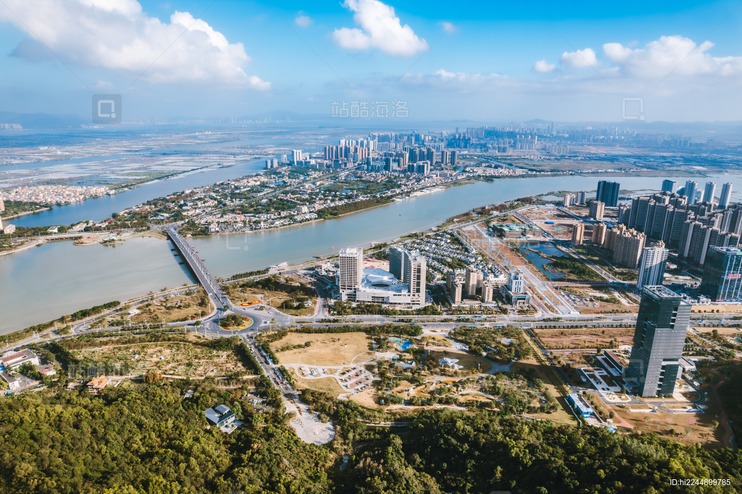 广东珠海斗门区黄杨河尖峰大桥航拍