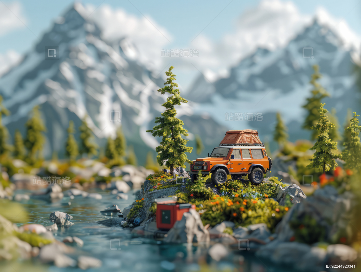 山地风光中的微型露营场景