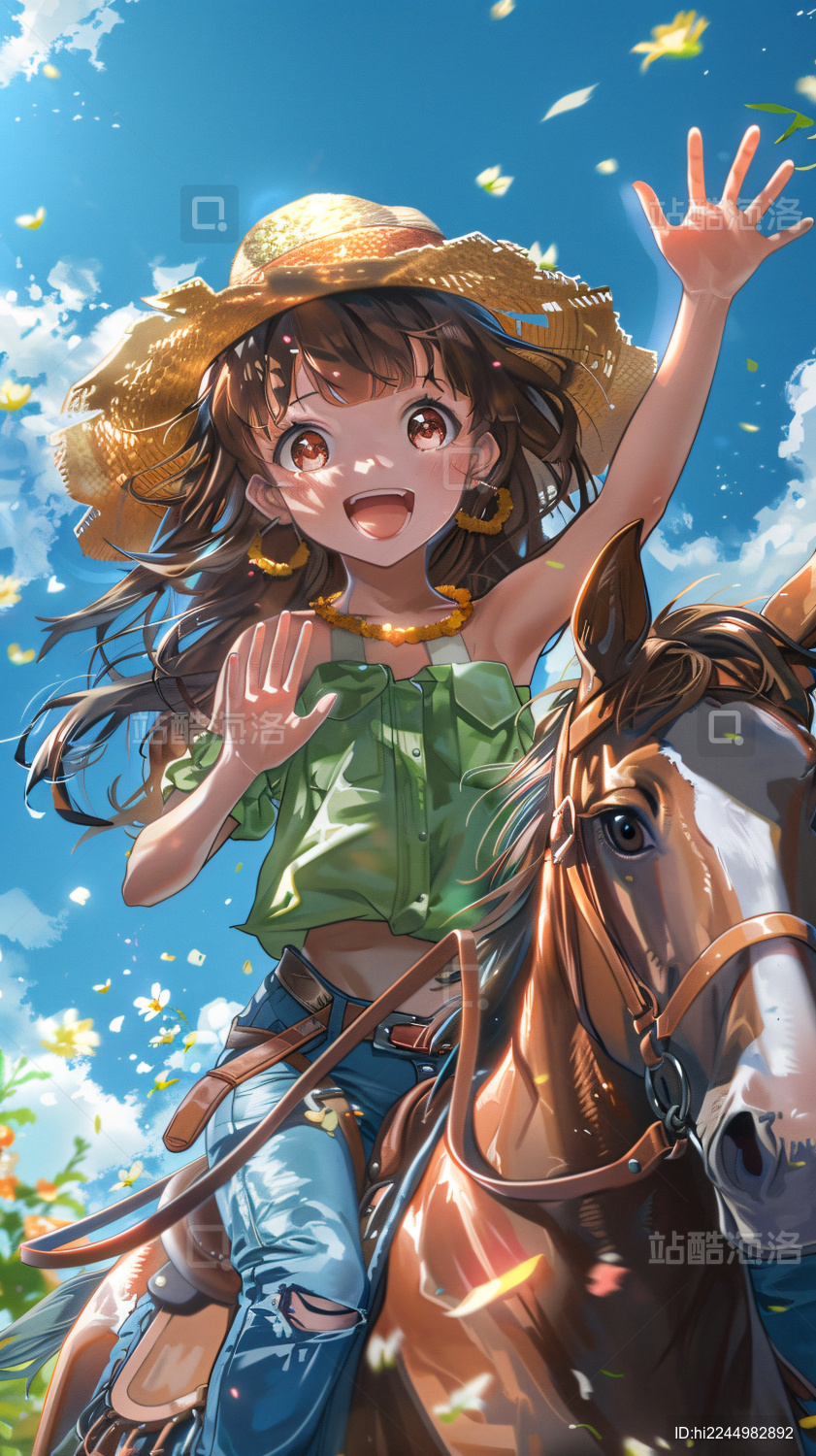 骑马的少女插画